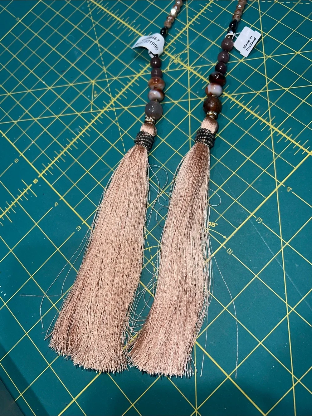 Free People Shimmer Stone Tassel Wrap Fringe Necklace By Nakamol Beaded